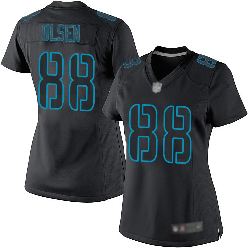Carolina Panthers Limited Black Women Greg Olsen Jersey NFL Football #88 Impact->women nfl jersey->Women Jersey